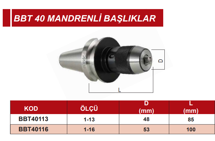BBT 40 Mandrenli Tutucu Eric