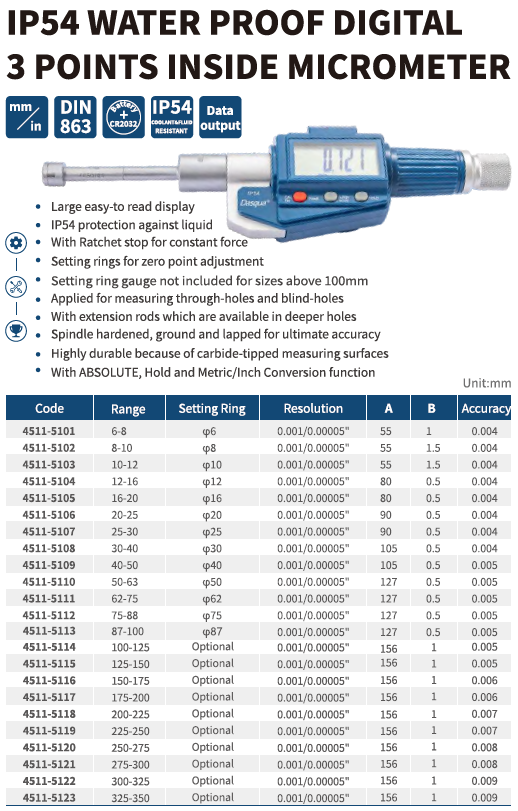Dijital 3 Ayaklı Mikrometre
