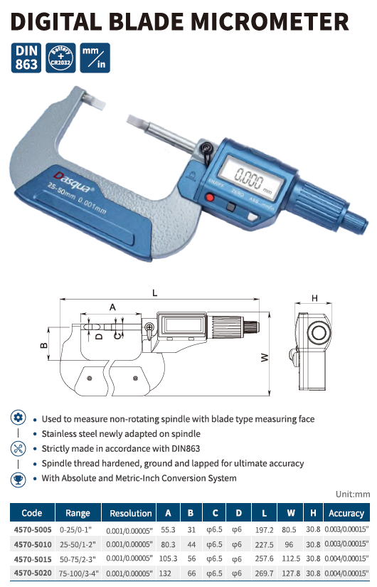 Dijital Bıçak Ağızlı Mikrometre