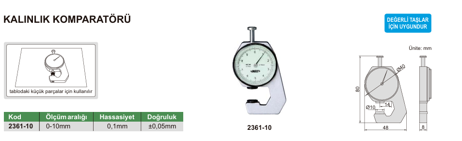 INSIZE 2361-10 Kalınlık Komparatörü