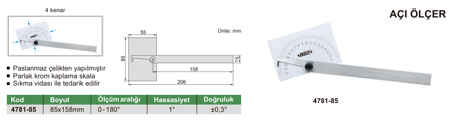 INSIZE 4781-85 Açı Ölçer
