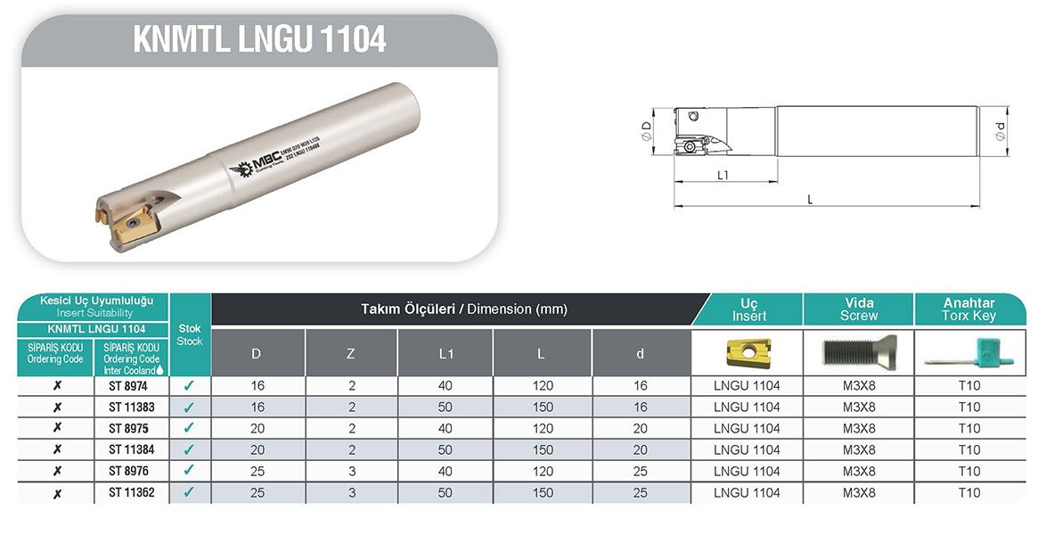 KNMTL LNGU 1104 MBC Saplı Tarama Tablo