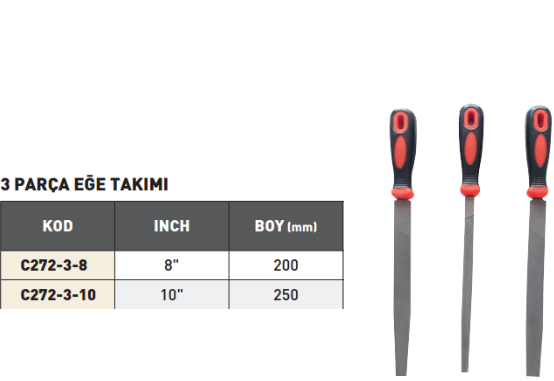 PLD 3 Parça Eğe Takımı tablo