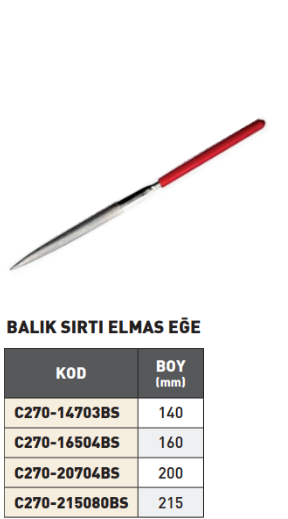 PLD Balık Sırtı Elmas Eğe tablo