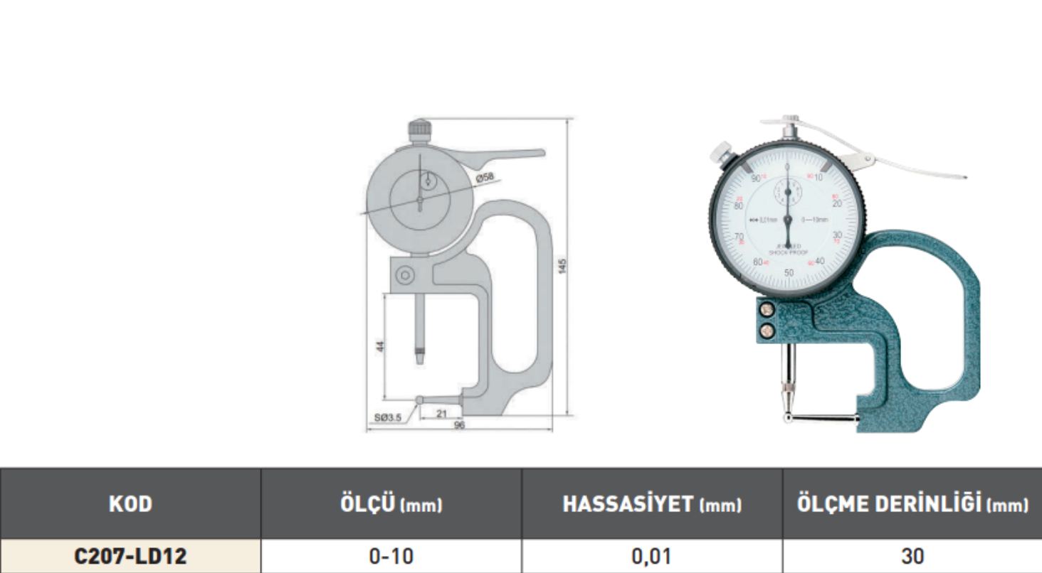 PLD Boru Komparatörü tablo