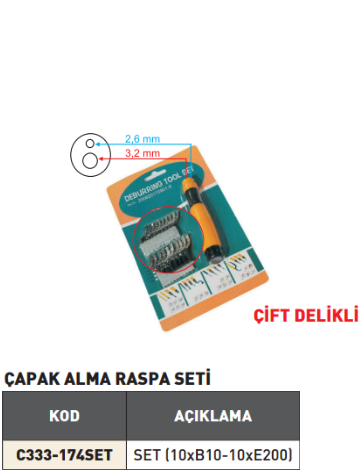 PLD Çapak Alma Raspa Seti tablo