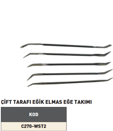 PLD Çift Tarafı Eğik Elmas Eğe Takımı tablo