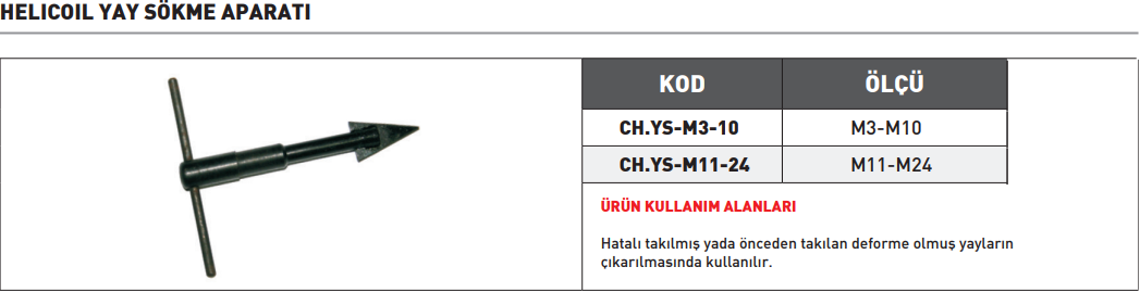 PLD Helicoil Yay Sökme Aparatı