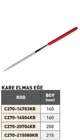 PLD Kare Elmas Eğe tablo