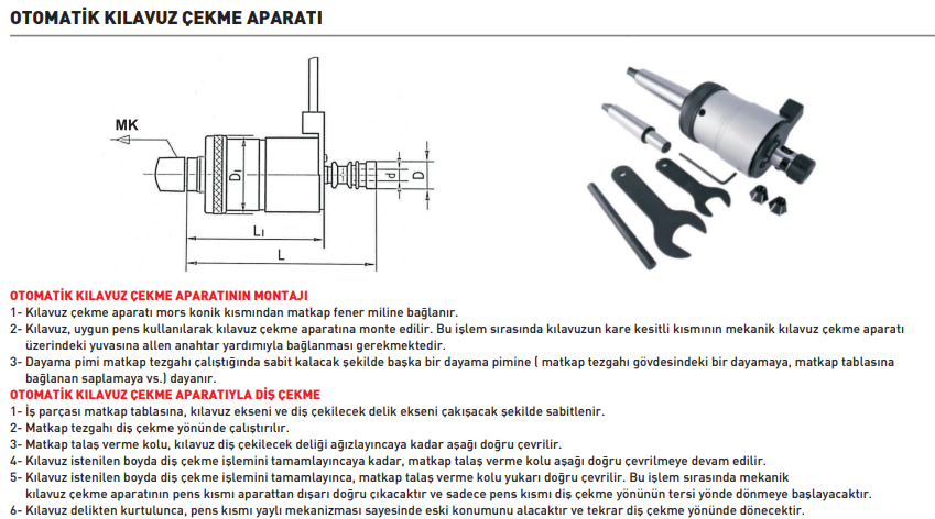 PLD M5-M12 Otomatik Kılavuz Çekme Aparatı MK3-MK4