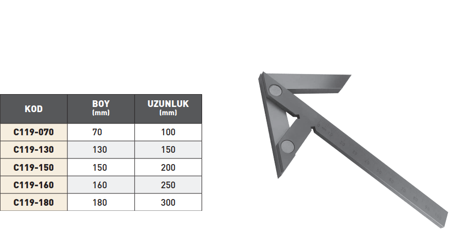 PLD Merkezleme Gönyesi tablo