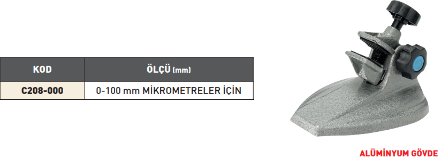 PLD Mikrometre Standı Döküm tablo