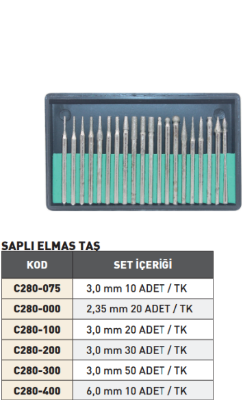 PLD Saplı Elmas Taş Set tablo