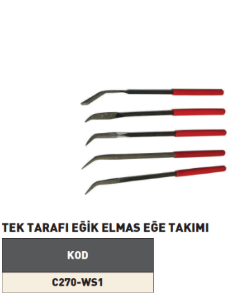 PLD Tek Tarafı Eğik Elmas Eğe Takımı tablo
