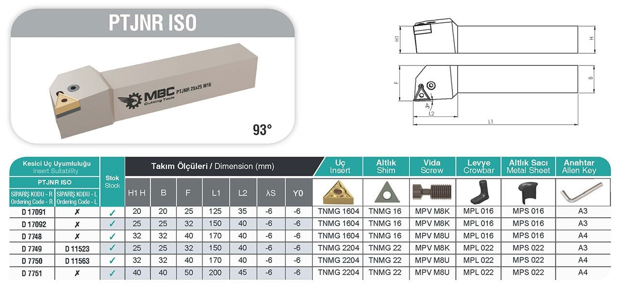 MBC Dış Çap Torna Kateri PTJNR 