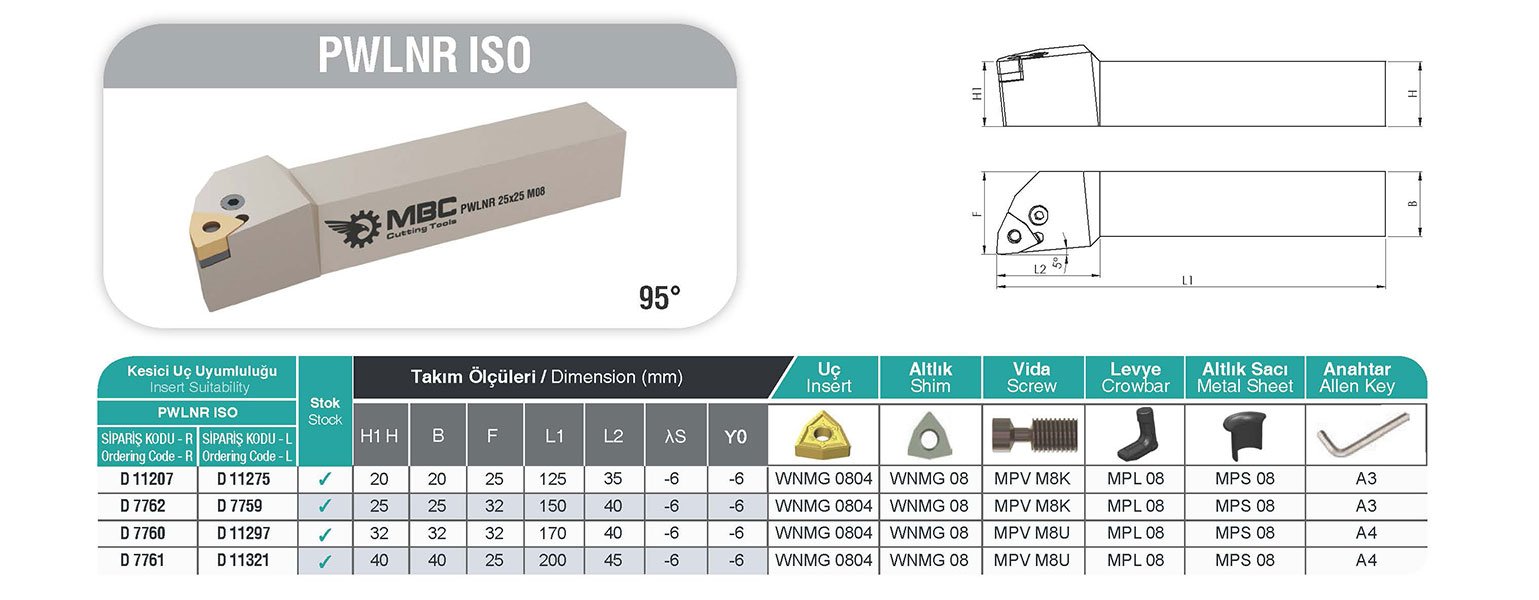 MBC Dış Çap Torna Kateri PWLNR
