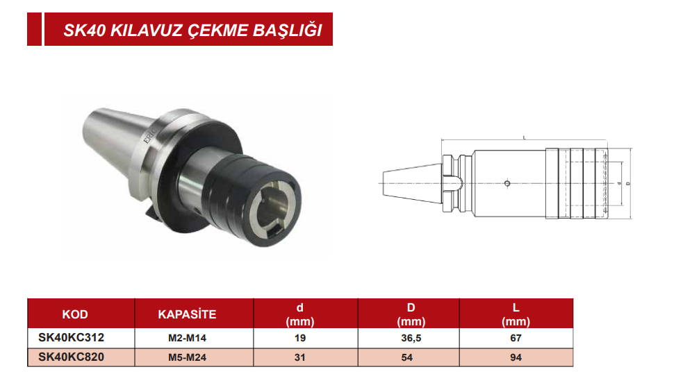 SK 40 Kılavuz Çekme Başlığı Eric