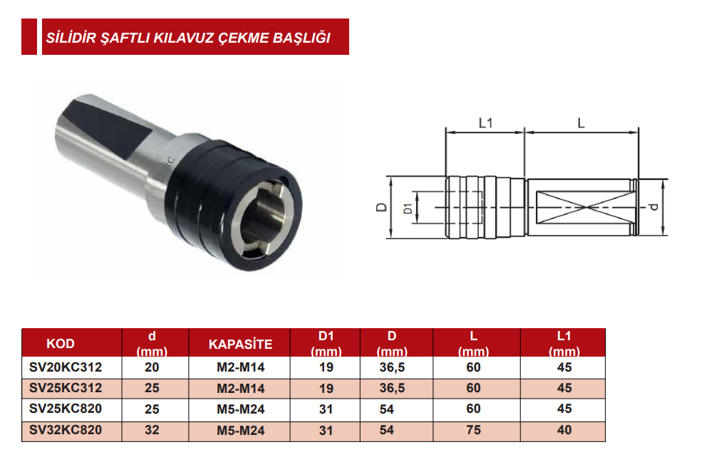  Silindir Şaftlı Kılavuz Çekme Başlığı Eric