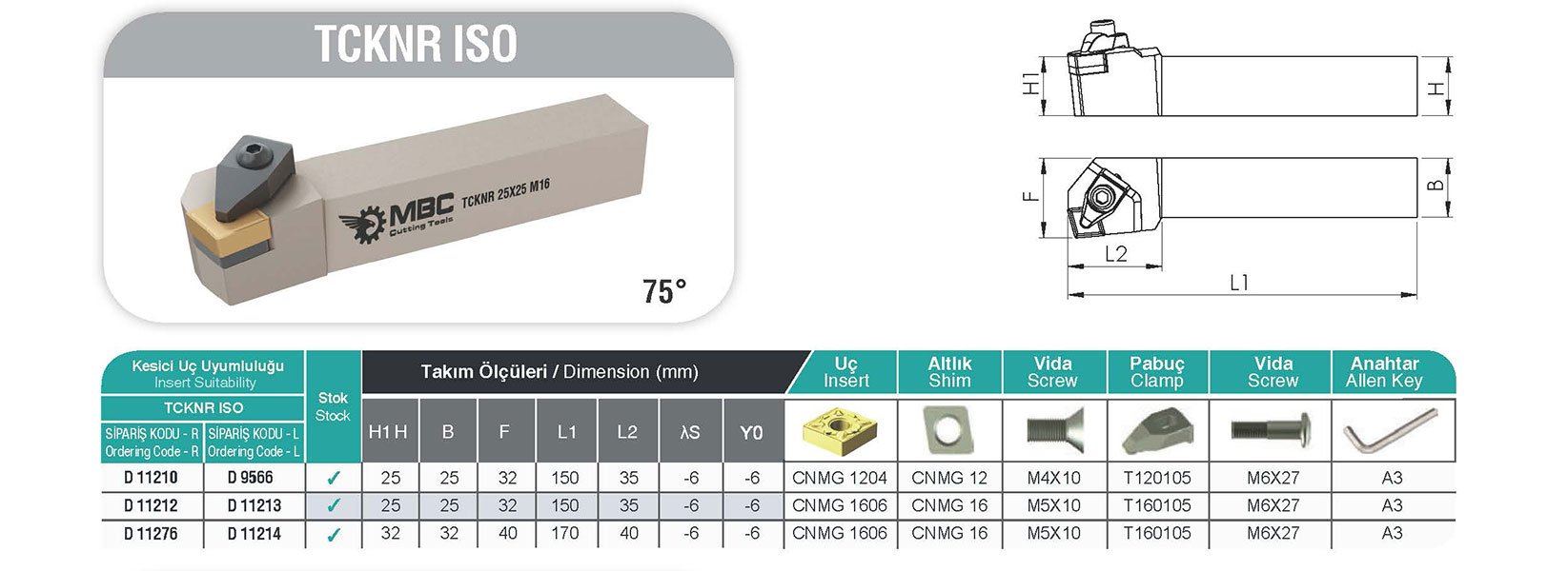 MBC Dış Çap Torna Kateri TCKNR 