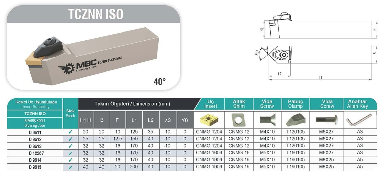 MBC Dış Çap Torna Kateri TCZNN