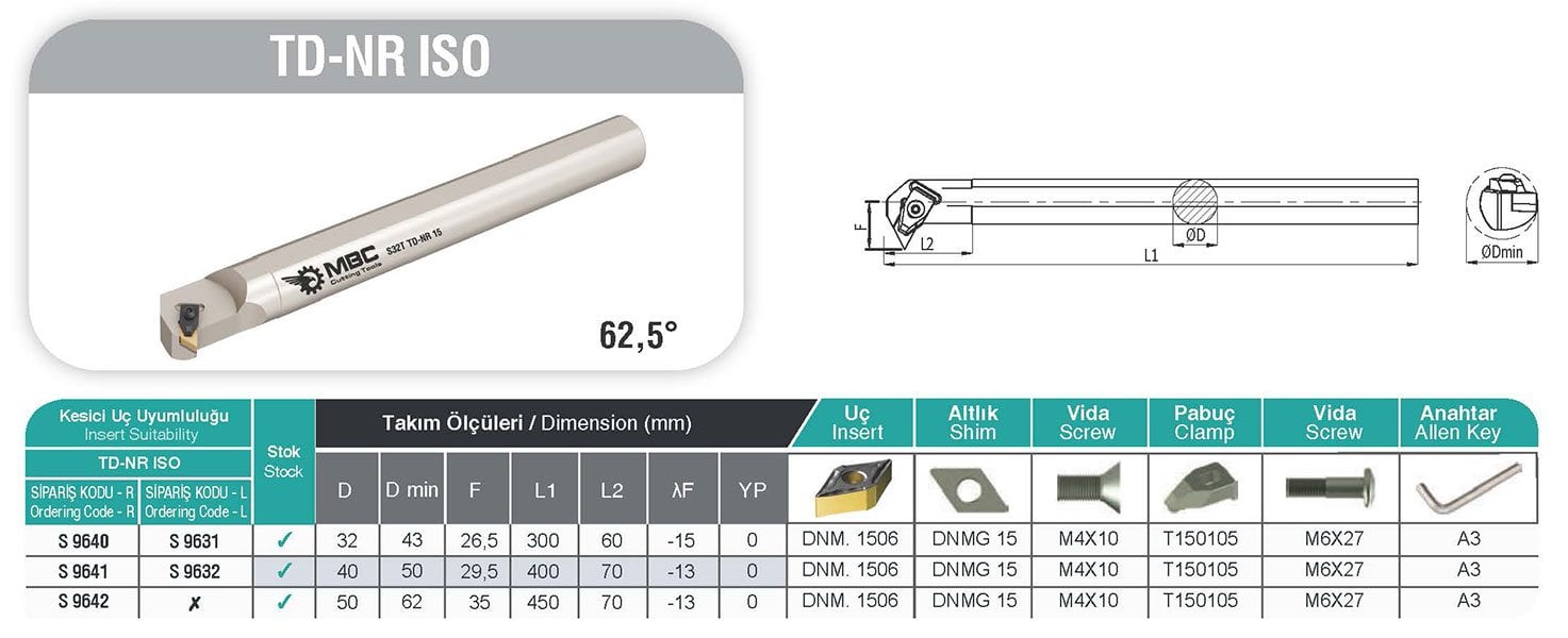 TDNR MBC İç Çap Torna Kateri