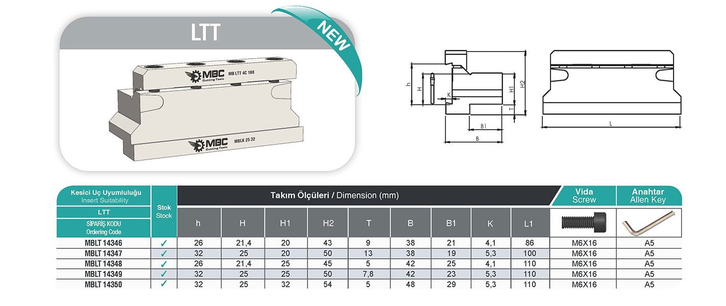 MBC Lama Tutucu Takım 20x26 LAMA TUTUCU TAKIM Tablo