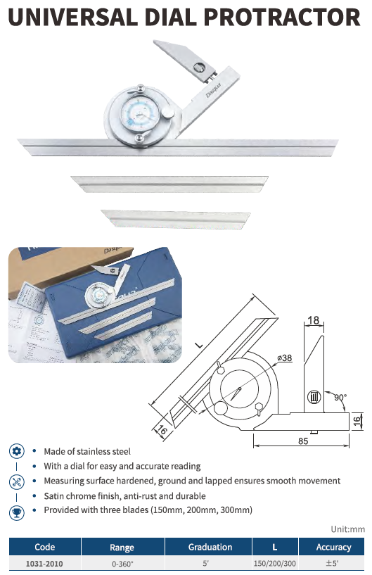 Universal Saatli Açı Ölçer