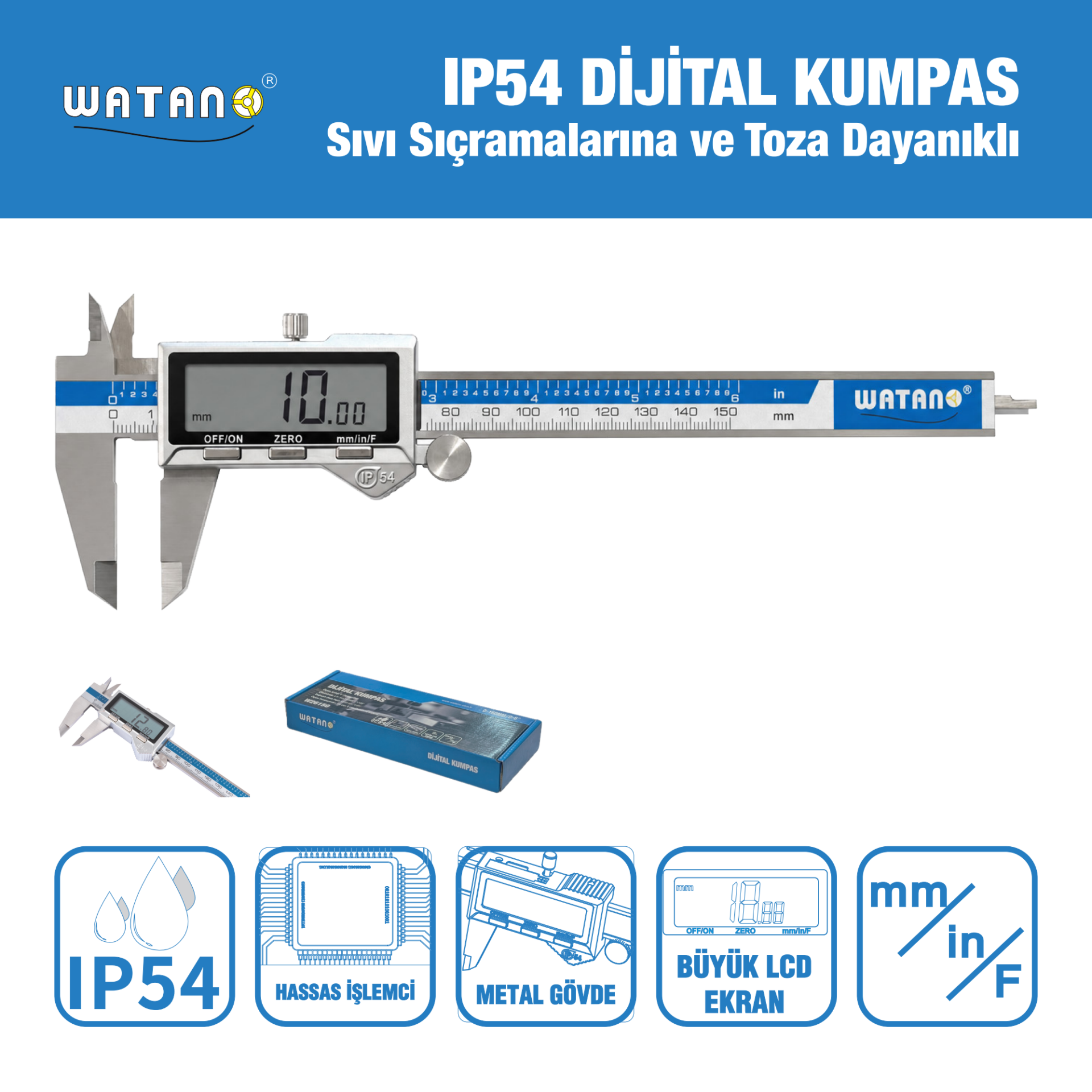 WATANO IP54 Dijital Kumpas 150 mm