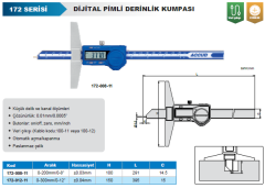ACCUD Dijital Pimli Derinlik Kumpası 172 Serisi 0-200mm