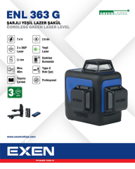 EXEN  ENL 363 G - 3x360° 7.4V 2.6Ah Şarjlı Yeşil Lazer Şakül
