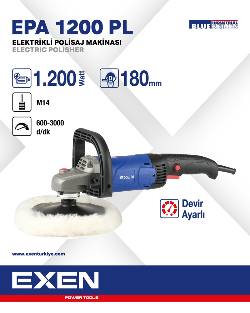 EXEN  EPA 1200 PL - 180mm 1200W Elektrikli D.Ayarlı Polisaj Makinası