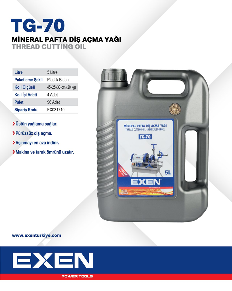 EXEN TG-70 - Mineral Pafta Diş Açma Yağı 5 Lt.