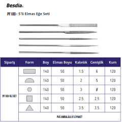 Besdia PF100 Elmas Eğe Seti 5 Li