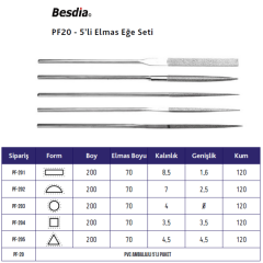 Besdia PF20 Elmas Eğe Seti 5'li