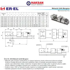 EREL Mekanik Çelik Hassas Taşlanmış Cnc Mengenesi 197x300 mm