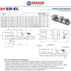 EREL Mekanik Çelik Hassas Taşlanmış Cnc Mengenesi 197x400 mm