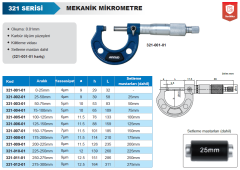 ACCUD Mekanik Dış Çap Mikrometresi 321 Serisi 150-175 mm