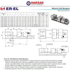 EREL Mekanik Çelik Hassas Taşlanmış Cnc Mengenesi 197x500 mm