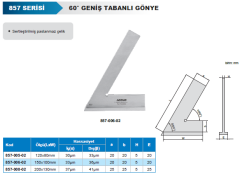 ACCUD 60° Geniş Tabanlı Gönye 857 Serisi 200x130mm