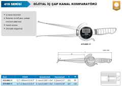 ACCUD Dijital İç Çap Kanal Komparatörü 419 Serisi - Geniş Aralıklı 12.7-165mm