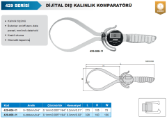 ACCUD Dijital Dış Çap Kanal Komparatörü 429 Serisi - Geniş Aralıklı 0-200mm