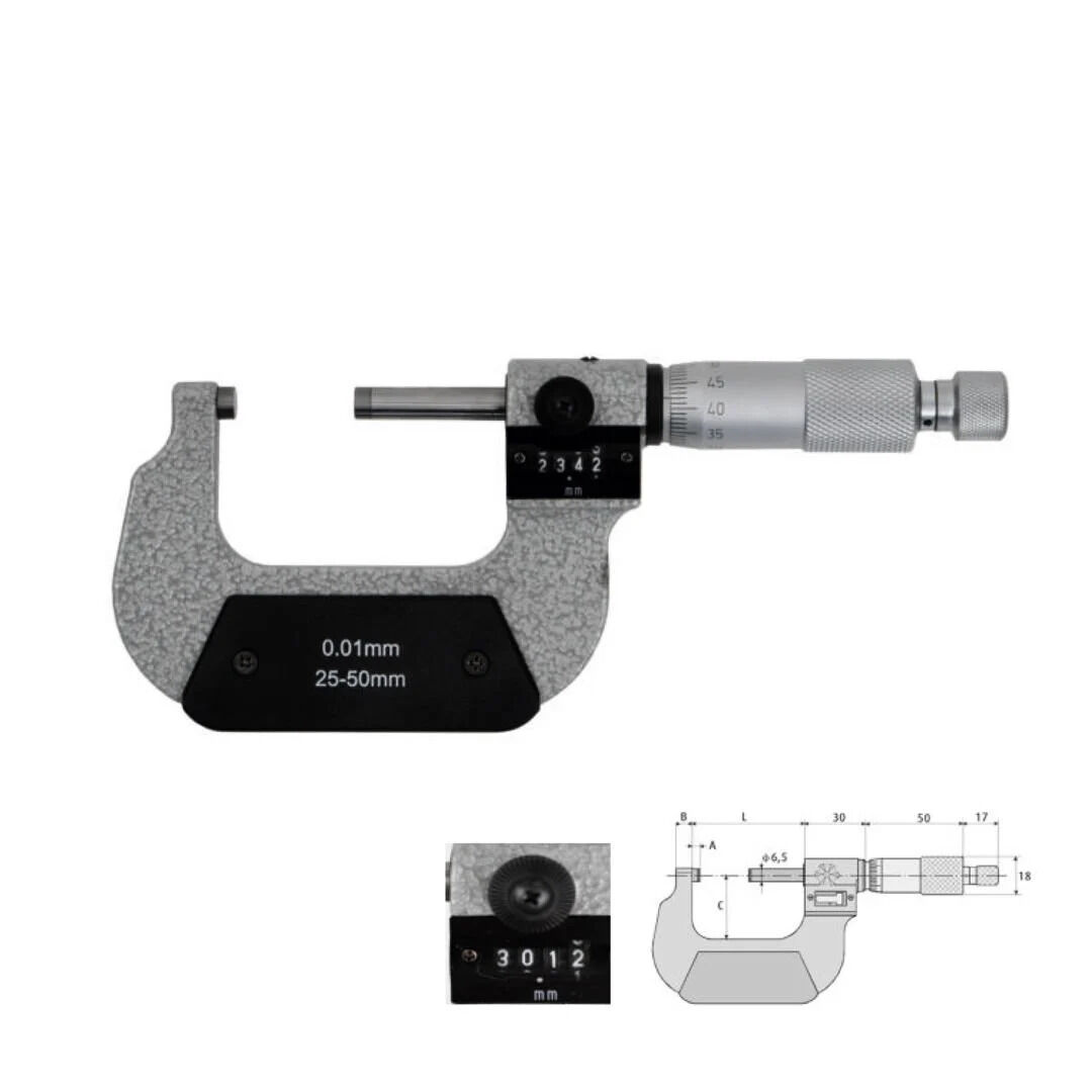 ERT Numaratörlü Mikrometre 0-25x0.01mm