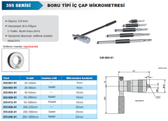 ACCUD Boru Tipi İç Çap Mikrometresi 355 Serisi 200-500mm