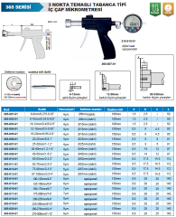 ACCUD 3 Nokta Temaslı Tabanca Tipi İç Çap Mikrometresi 365 Serisi 50-63mm