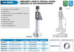 ACCUD Dijital 3 Nokta Temaslı Geniş Aralıklı İç Çap Mikrometresi 364 Serisi 100-150mm