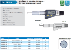 ACCUD Dijital 2 Nokta Temaslı İç Çap Mikrometresi 361 Serisi 3-4mm