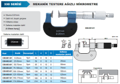 ACCUD Mekanik Testere Ağızlı Mikrometre 330 Serisi 75-100 mm