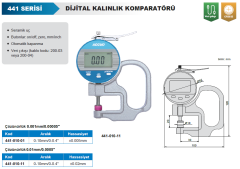 ACCUD Dijital Kalınlık Komparatörü 0-10mm 441 Serisi 0.001mm / 0.00005''