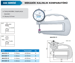 ACCUD Mekanik Kalınlık Komparatörü Noktasal Temas 444 Serisi 0-10mm