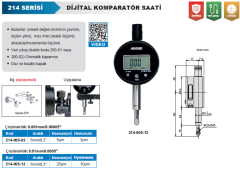 ACCUD Dijital Komparatör Saati 5mm 214 Serisi 0.01mm / 0.0005''